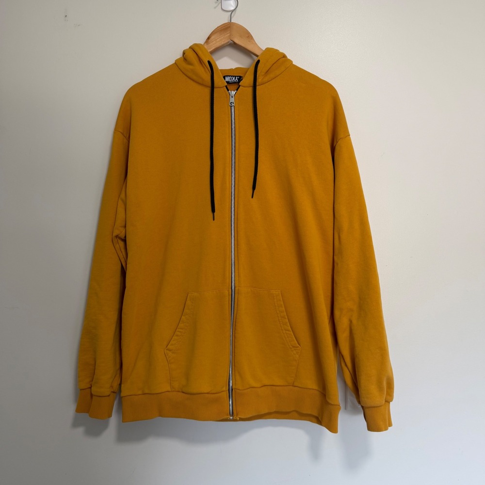 MOXA (Made in Italy) Full Zip Hoodie Mustard Yellow Mens XXL Streetwear